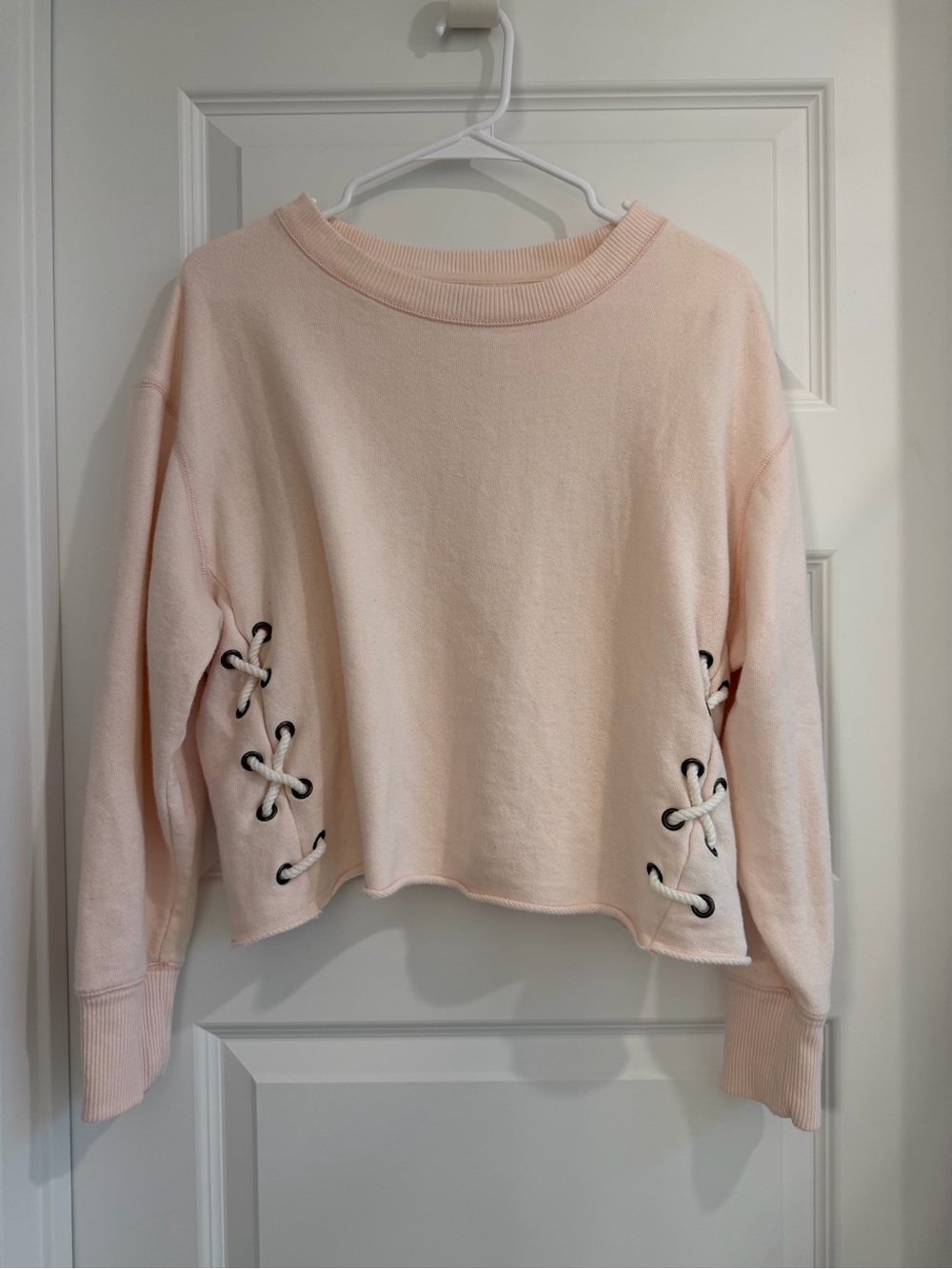 Aerie Blush Lace-Up Side Sweatshirt